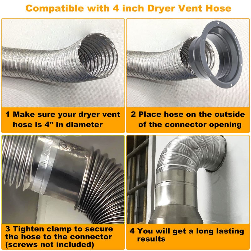 ZOEYES 4 PCS 4 Inch Duct Connector Flange Inlet Fitting Metal Straight Pipe Flange Ventilation Pipe Connector for Heating Cooling Ventilation HVAC System(Silvery Gray) - Image 3